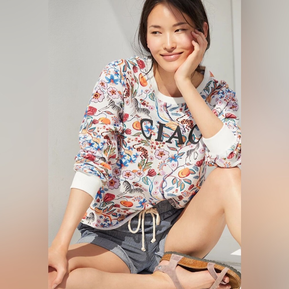 Anthropologie Maeve Ciao Floral Sweatshirt